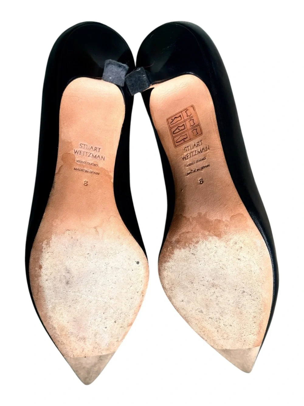 Stuart Weitzman Black Leather Pointed Toe Pumps | Classic Heels | Size 8